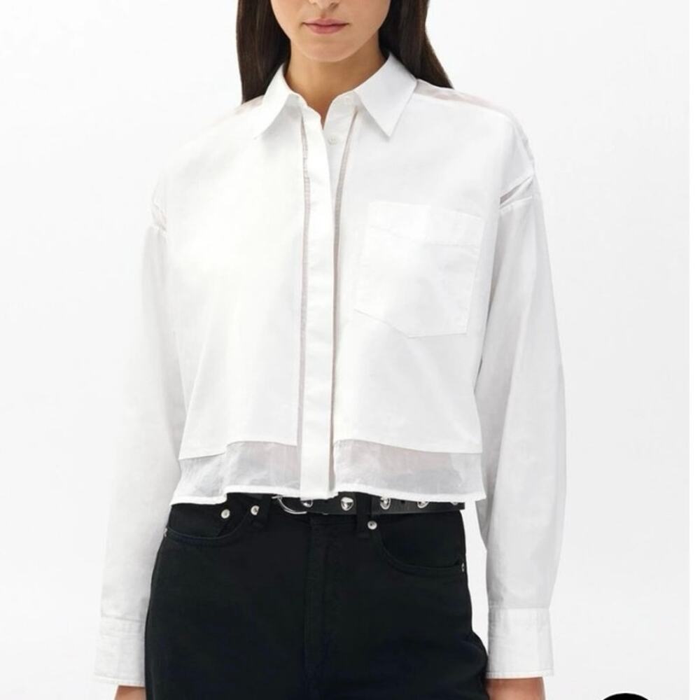 Women’s Rag & Bone Beatrice Poplin-Organza Shirt White Size XS EUC!
